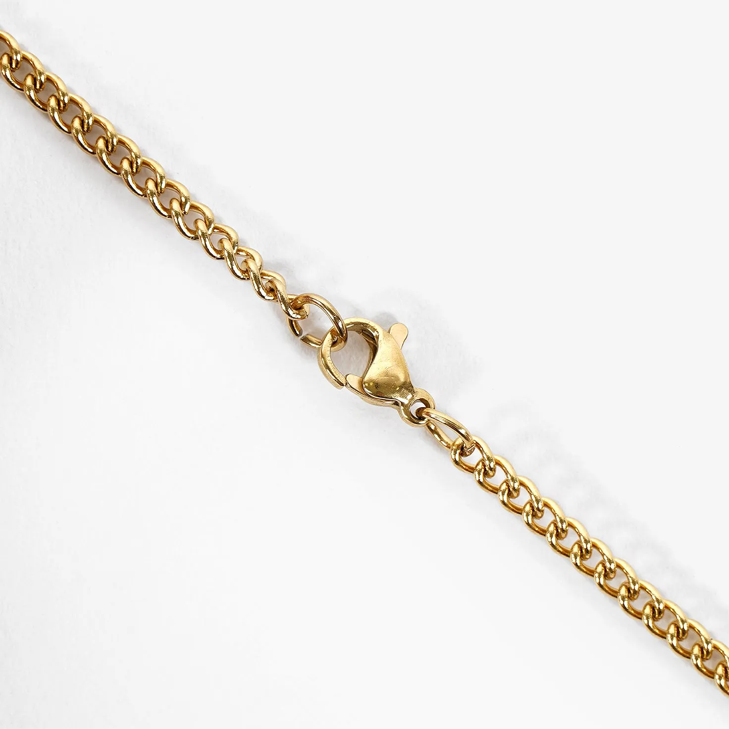 1 Number Pendant with Chain Necklace - Gold Plated Stainless Steel