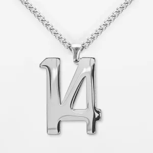 14 Number Pendant with Chain Necklace - Stainless Steel