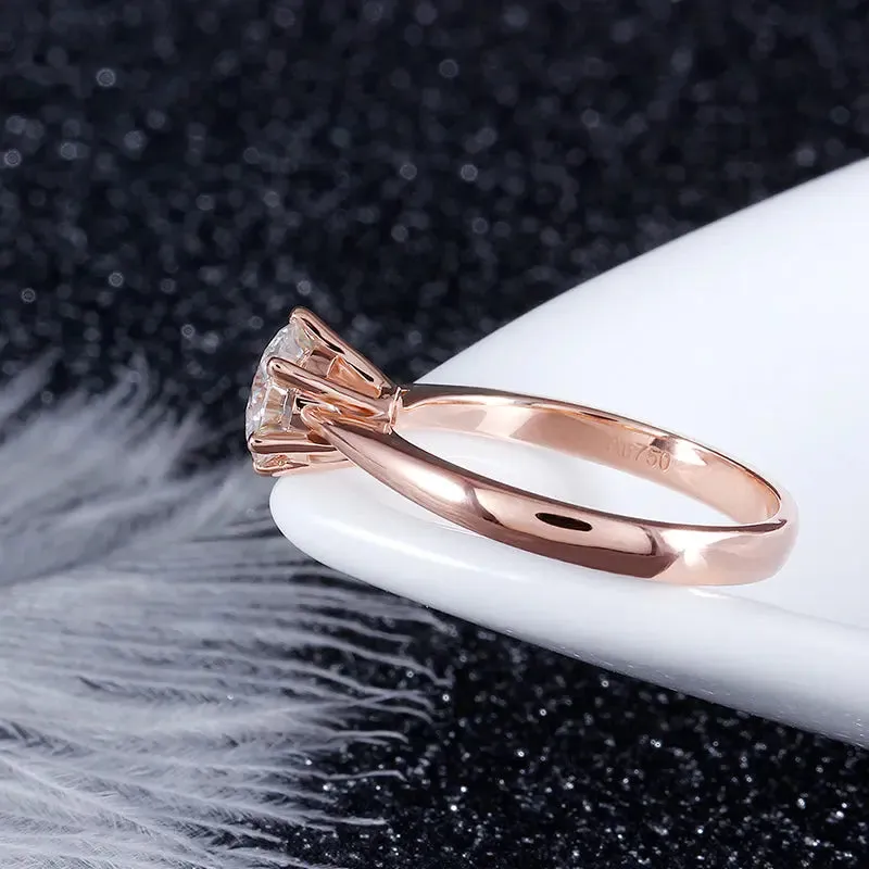 14k Rose Gold Solitaire Moissanite Ring 1ct