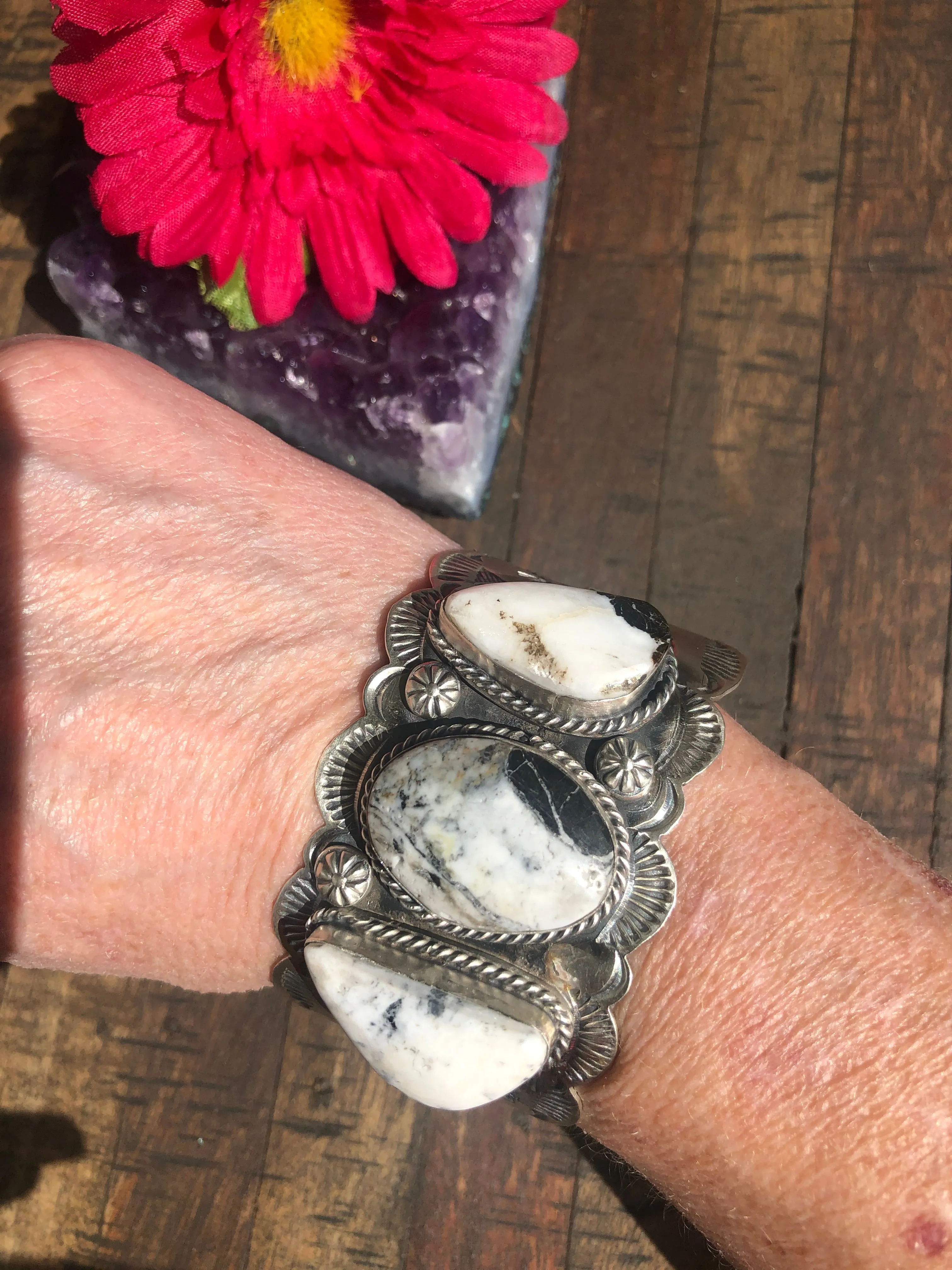 3 Stone White Buffalo Cuff