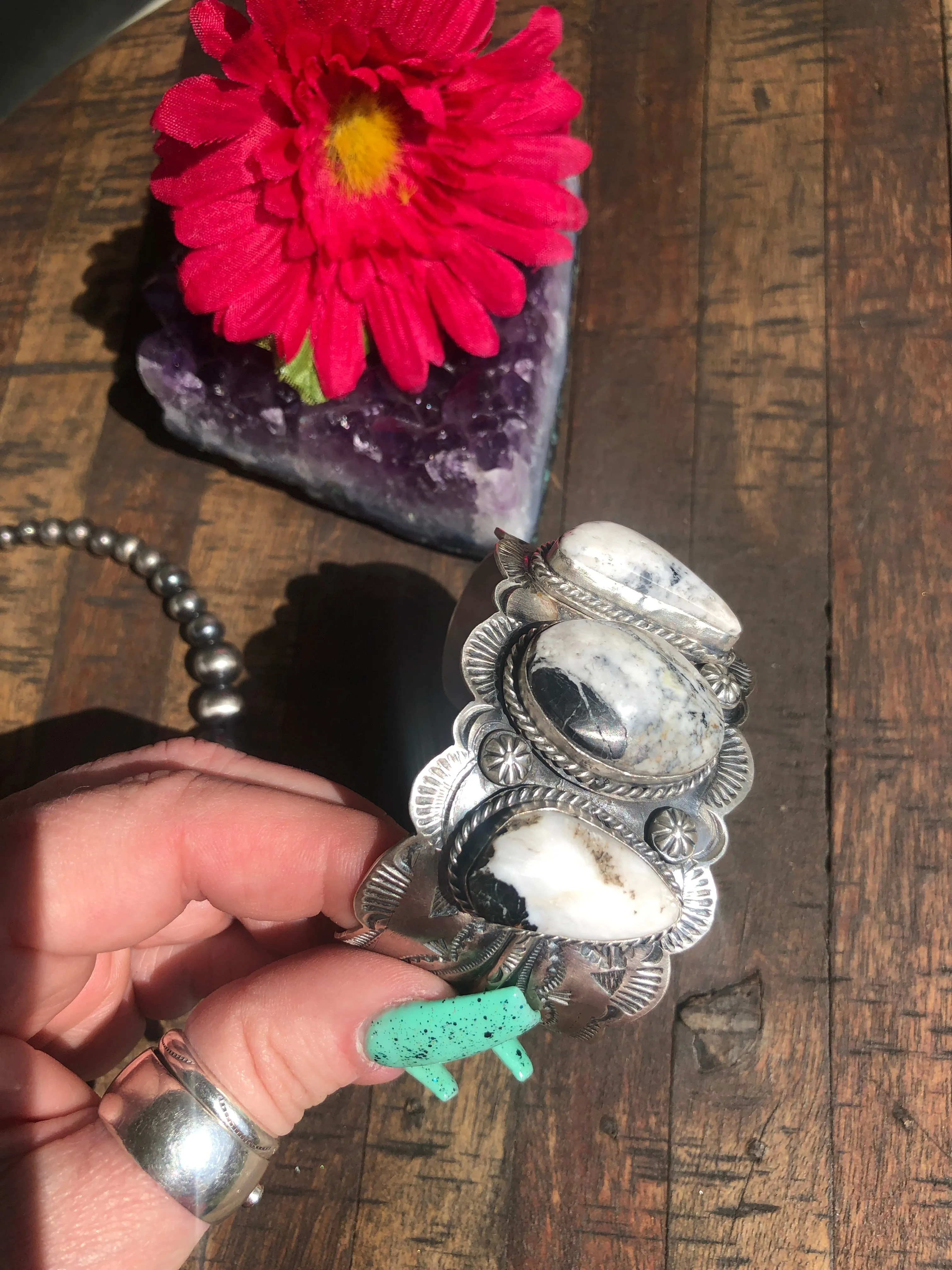 3 Stone White Buffalo Cuff