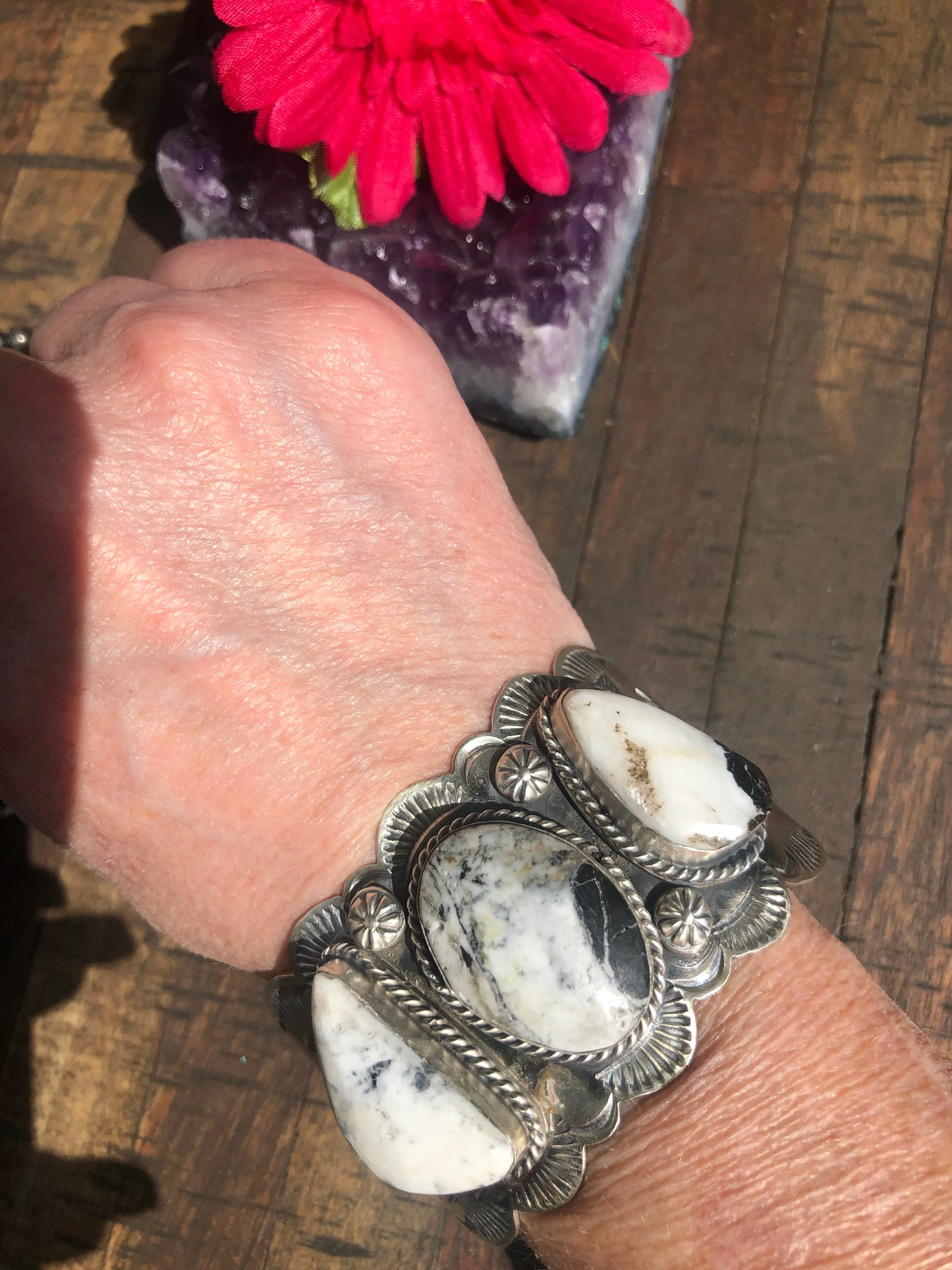 3 Stone White Buffalo Cuff