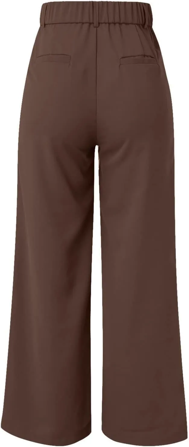 Dress Pants Women Casual High Waist Wide Leg Pants Summer Straight Leg Pant Dressy Long Work Trousers with Pockets