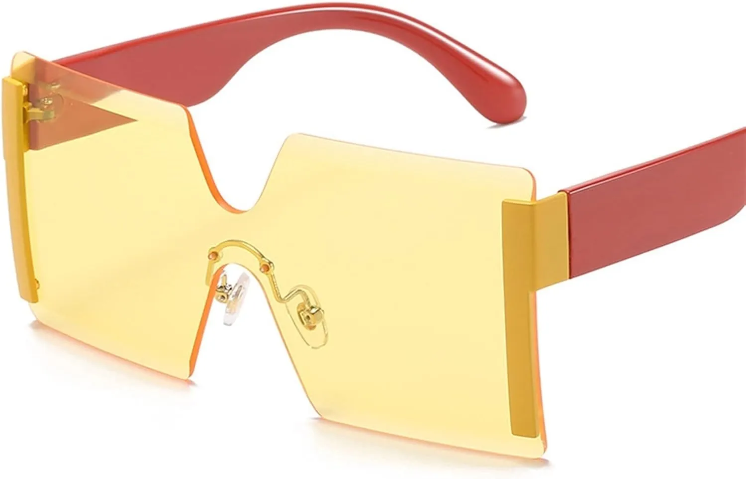 Fashion Oversized Square Rimless Sunglasses Women Flat Top Big Sun Glasses Female One Piece Travel Gafa (Color : 01, Size