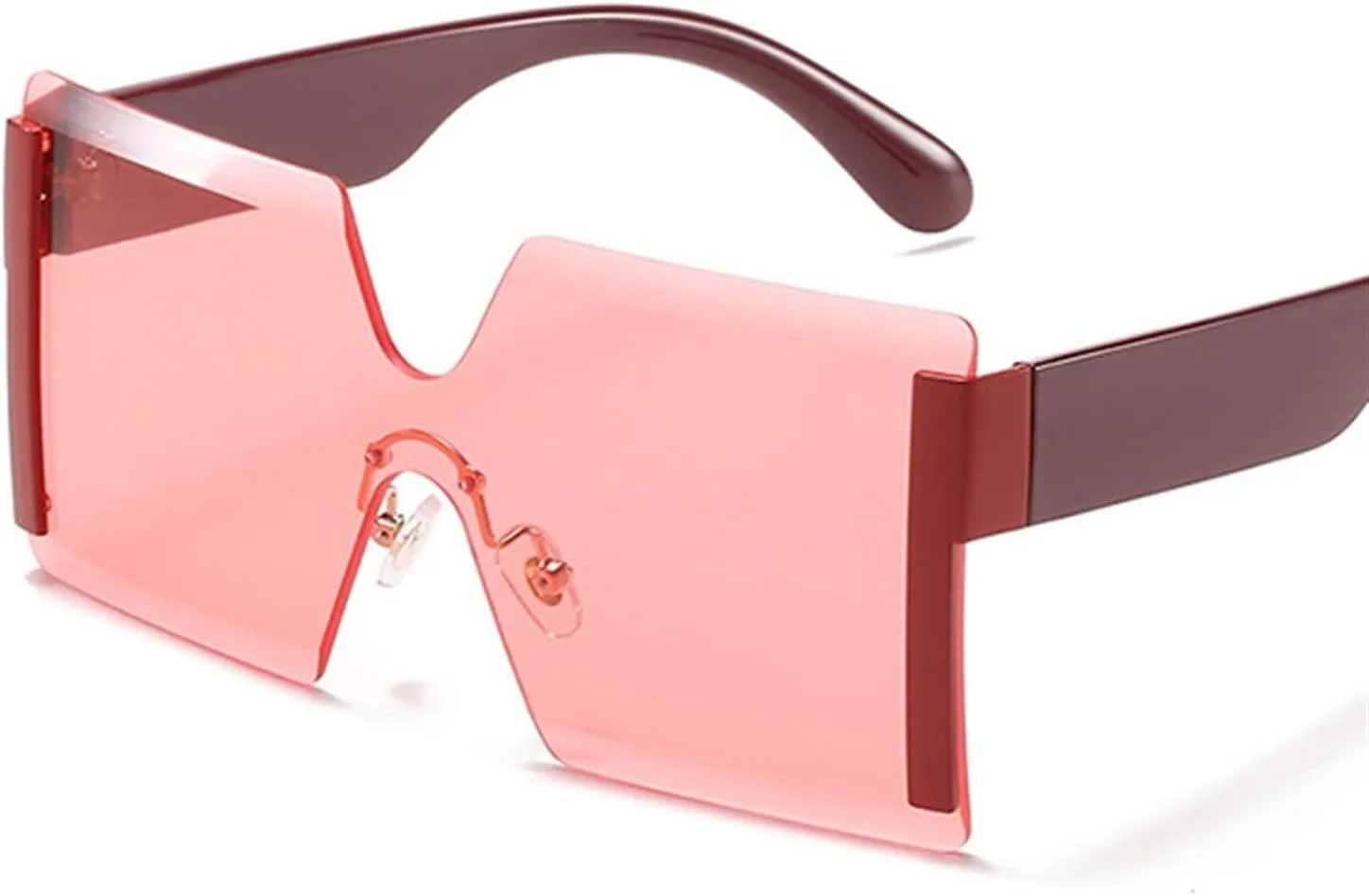 Fashion Oversized Square Rimless Sunglasses Women Flat Top Big Sun Glasses Female One Piece Travel Gafa (Color : 02, Size