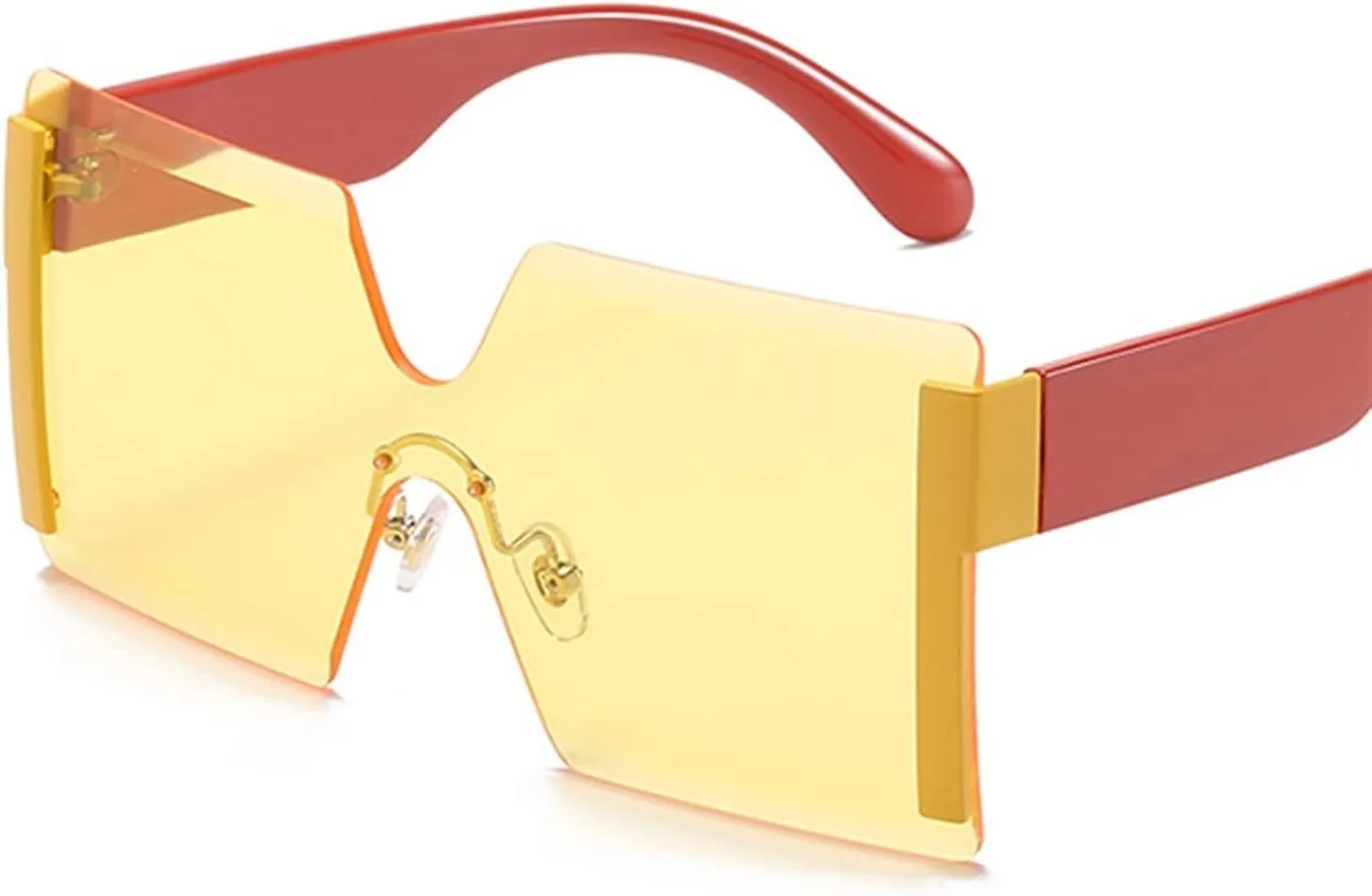 Fashion Oversized Square Rimless Sunglasses Women Flat Top Big Sun Glasses Female One Piece Travel Gafa (Color : 02, Size