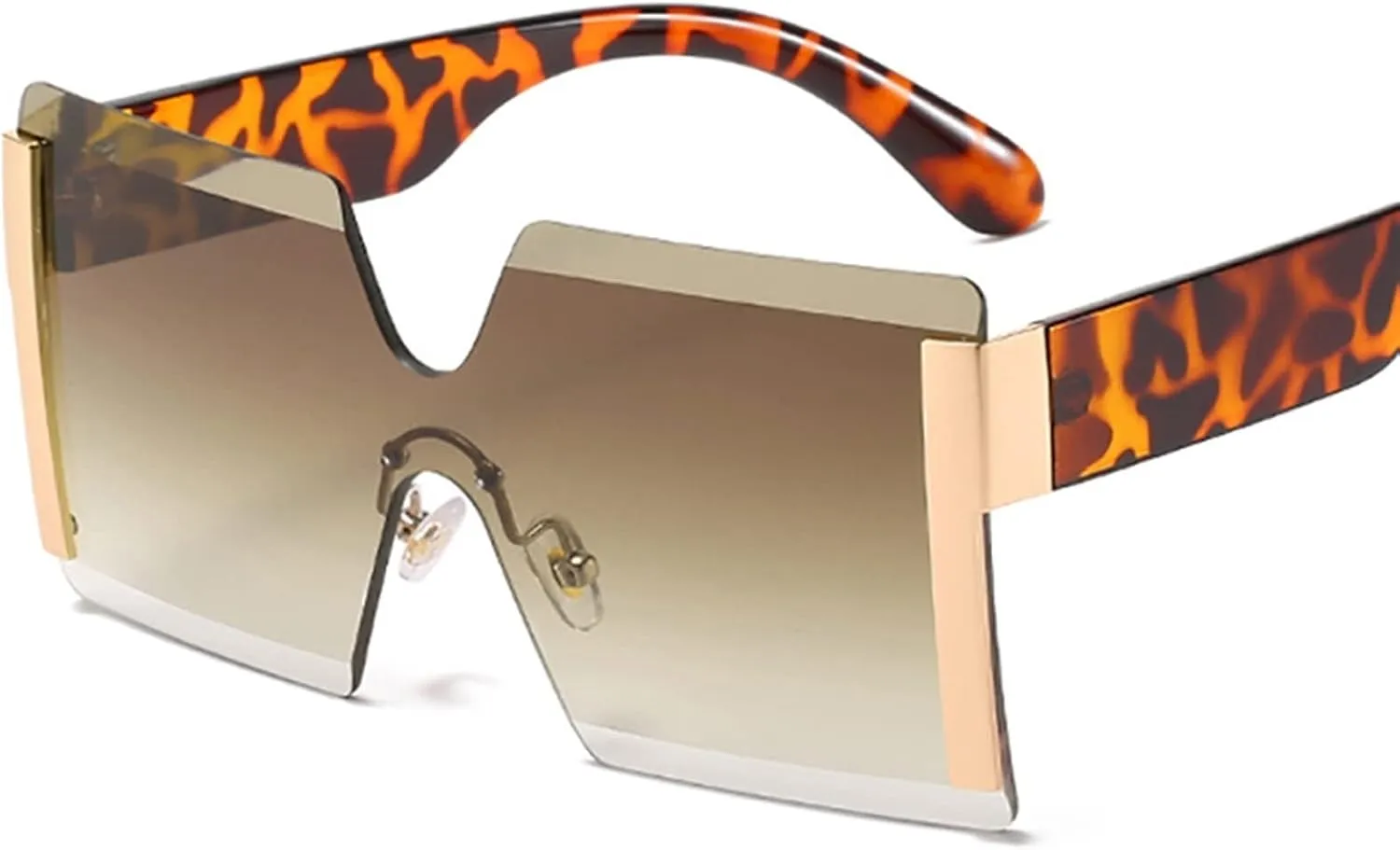 Fashion Oversized Square Rimless Sunglasses Women Flat Top Big Sun Glasses Female One Piece Travel Gafa (Color : 04, Size