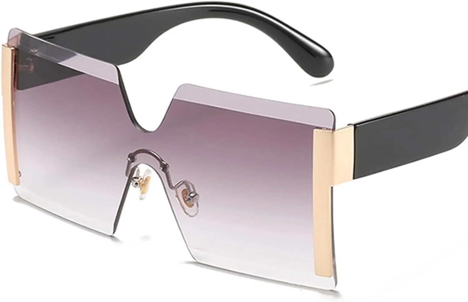 Fashion Oversized Square Rimless Sunglasses Women Flat Top Big Sun Glasses Female One Piece Travel Gafa (Color : 05, Size