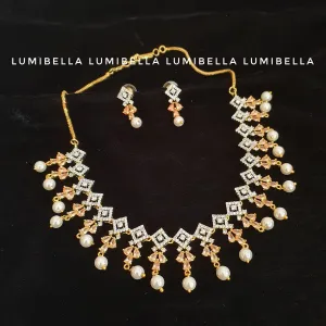 Golden American Diamond Finish 1 Gram Gold Necklace