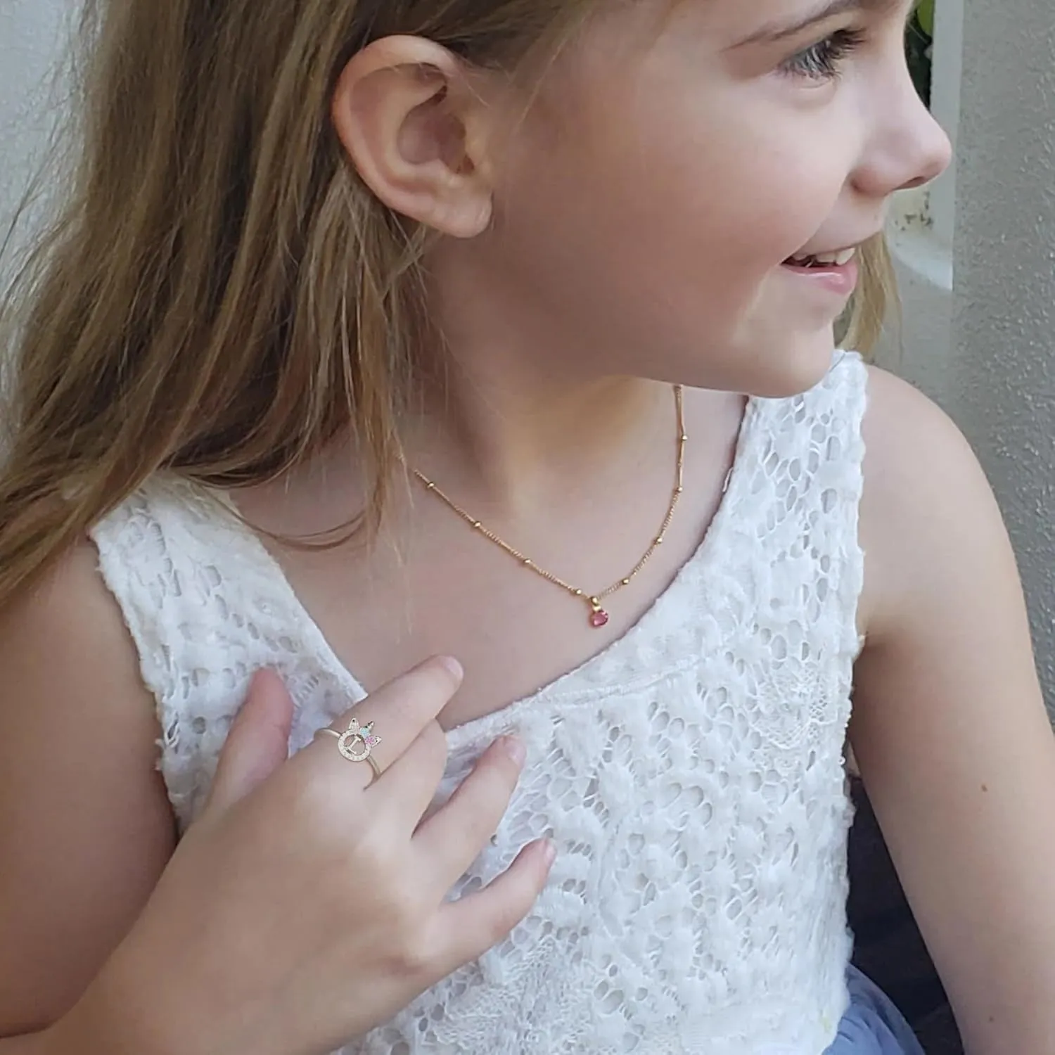 Initial Rings for Teen Girls - 14K Gold/White Gold/Rose Gold Plated Adjustable Unicorn Letter Rings for Girls