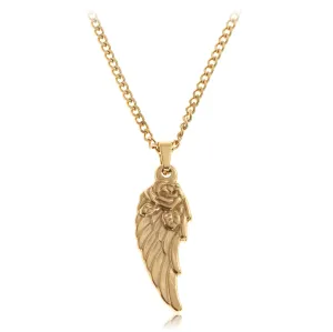 Made by Nami Pendant Necklace for Men 23" Gold & Silver Cuban Link Chain with Pendants for Men High-Quality Stainless Steel Necklace Premium Jewelry Gift for Him (Gold Wing)