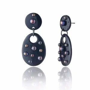 MCL Design Statement Earrings with Sterling Silver & Black Pearls