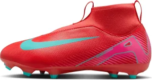 Nike Jr. Mercurial Superfly 10 Academy Little/Big Kids' MG High-Top Soccer Cleats (FQ8304-800, Ember Glow/Aurora Green)