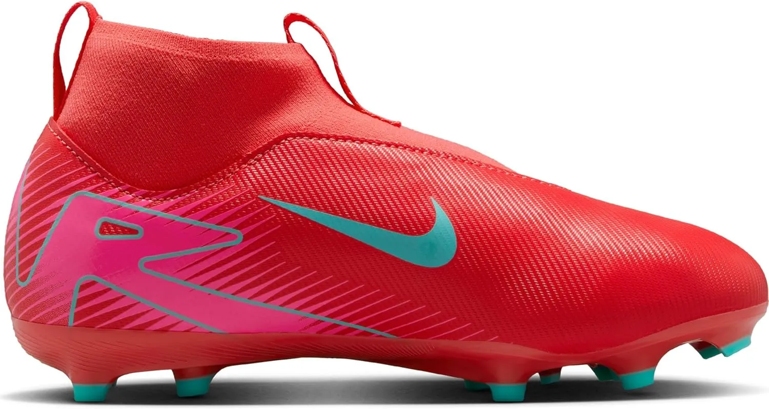 Nike Jr. Mercurial Superfly 10 Academy Little/Big Kids' MG High-Top Soccer Cleats (FQ8304-800, Ember Glow/Aurora Green)