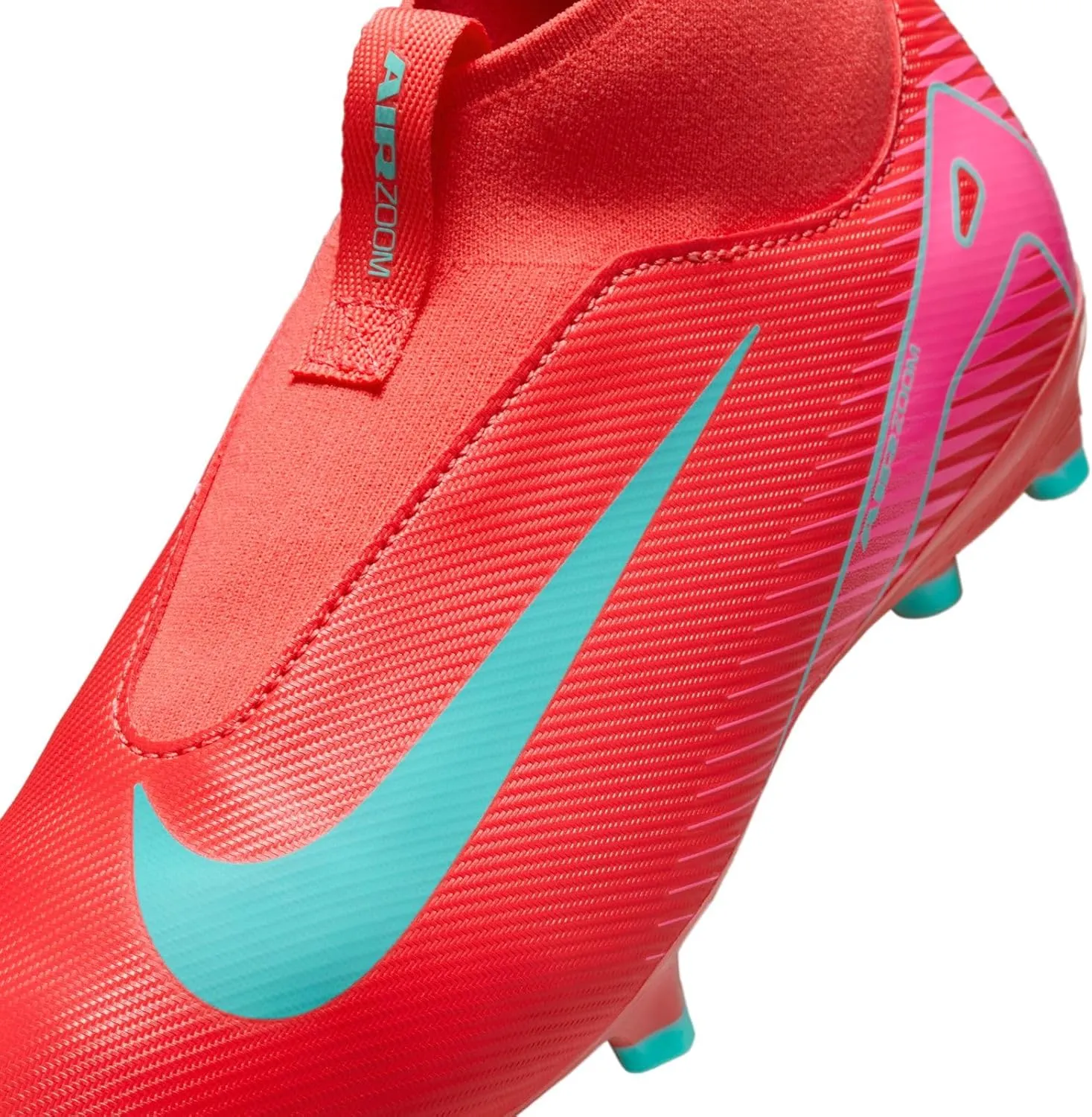 Nike Jr. Mercurial Superfly 10 Academy Little/Big Kids' MG High-Top Soccer Cleats (FQ8304-800, Ember Glow/Aurora Green)