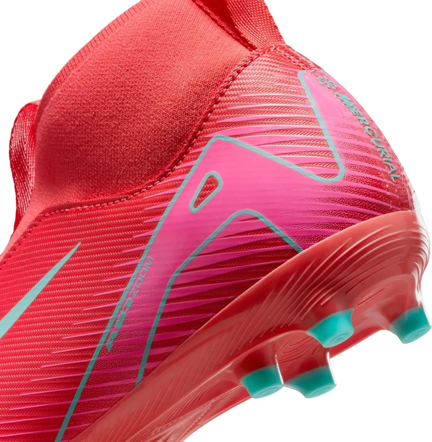 Nike Jr. Mercurial Superfly 10 Academy Little/Big Kids' MG High-Top Soccer Cleats (FQ8304-800, Ember Glow/Aurora Green)