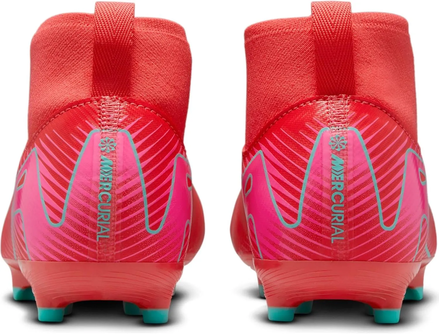 Nike Jr. Mercurial Superfly 10 Academy Little/Big Kids' MG High-Top Soccer Cleats (FQ8304-800, Ember Glow/Aurora Green)