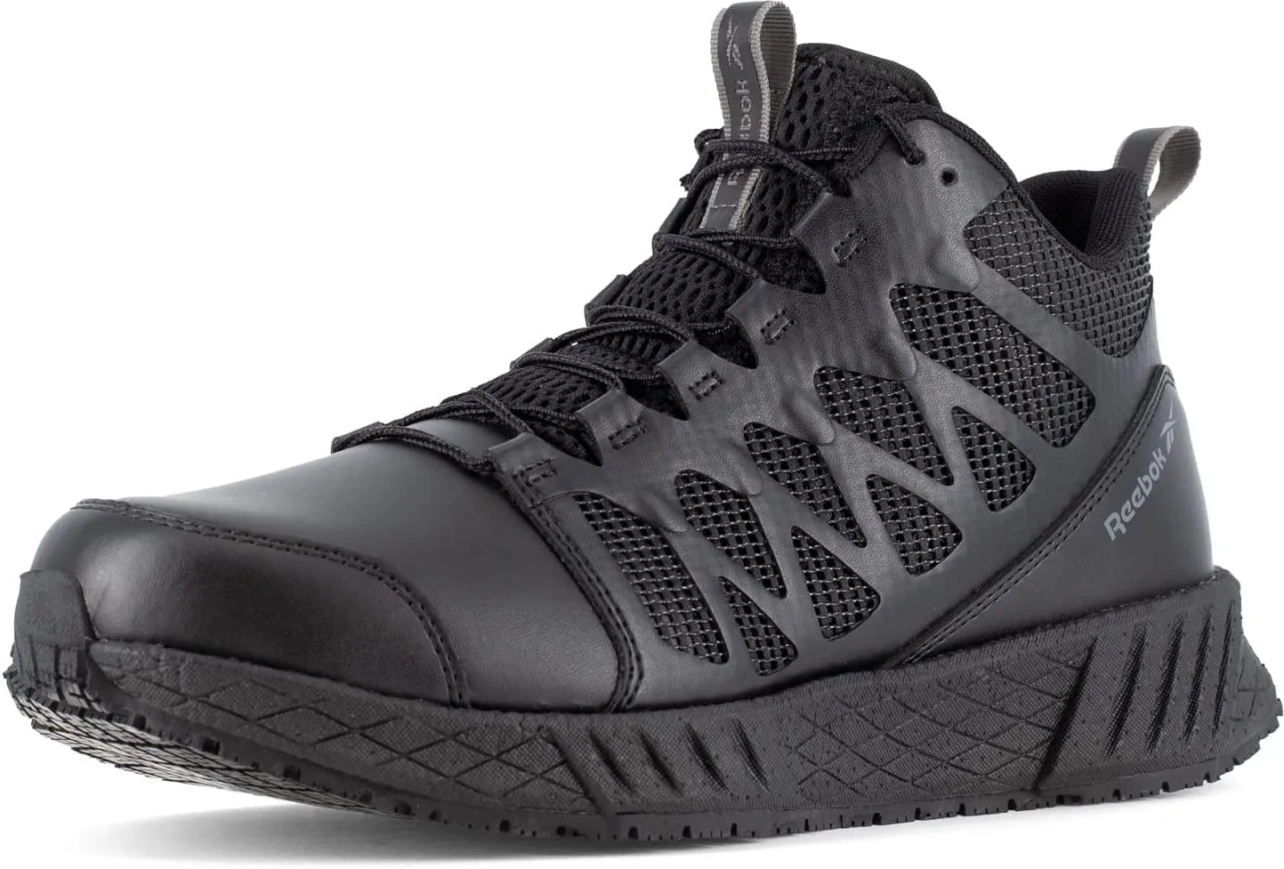 Reebok Work Floatride Energy Tactical, Men's, Black, Mid-High Athletic Style, Composite Toe, EH, Slip-Resistant Work Shoe