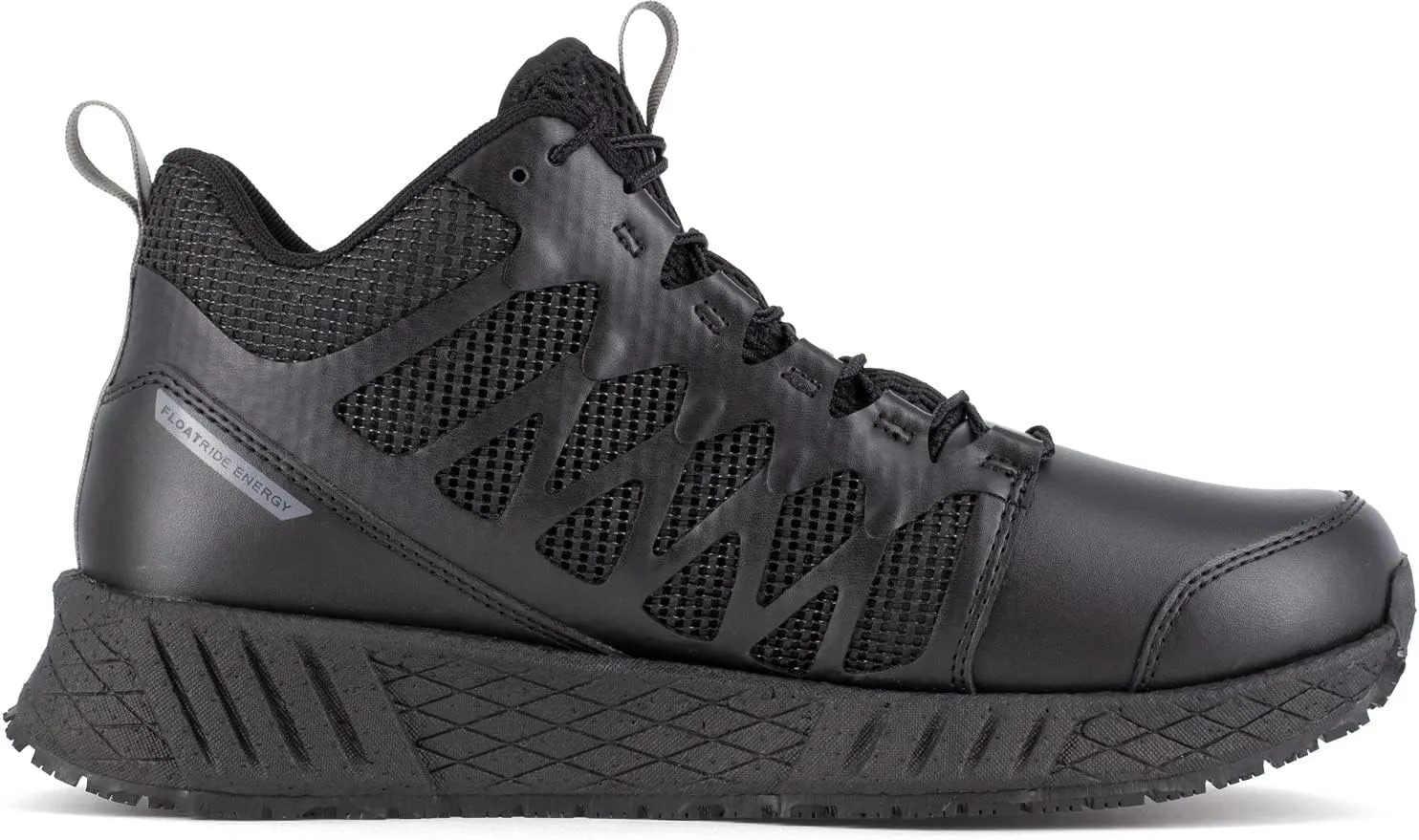 Reebok Work Floatride Energy Tactical, Men's, Black, Mid-High Athletic Style, Composite Toe, EH, Slip-Resistant Work Shoe