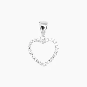 Sterling Silver CZ Small Open Heart Pendant