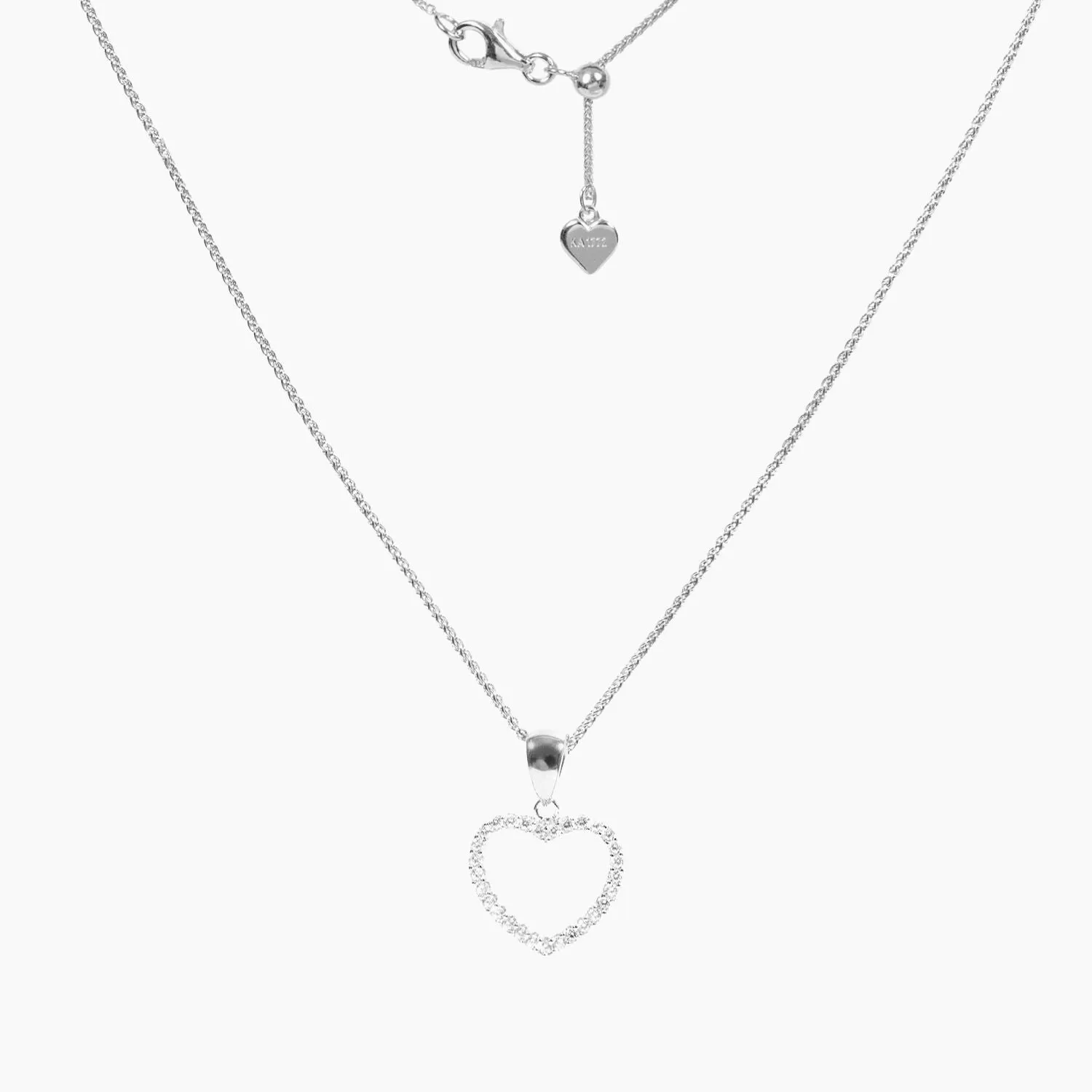 Sterling Silver CZ Small Open Heart Pendant