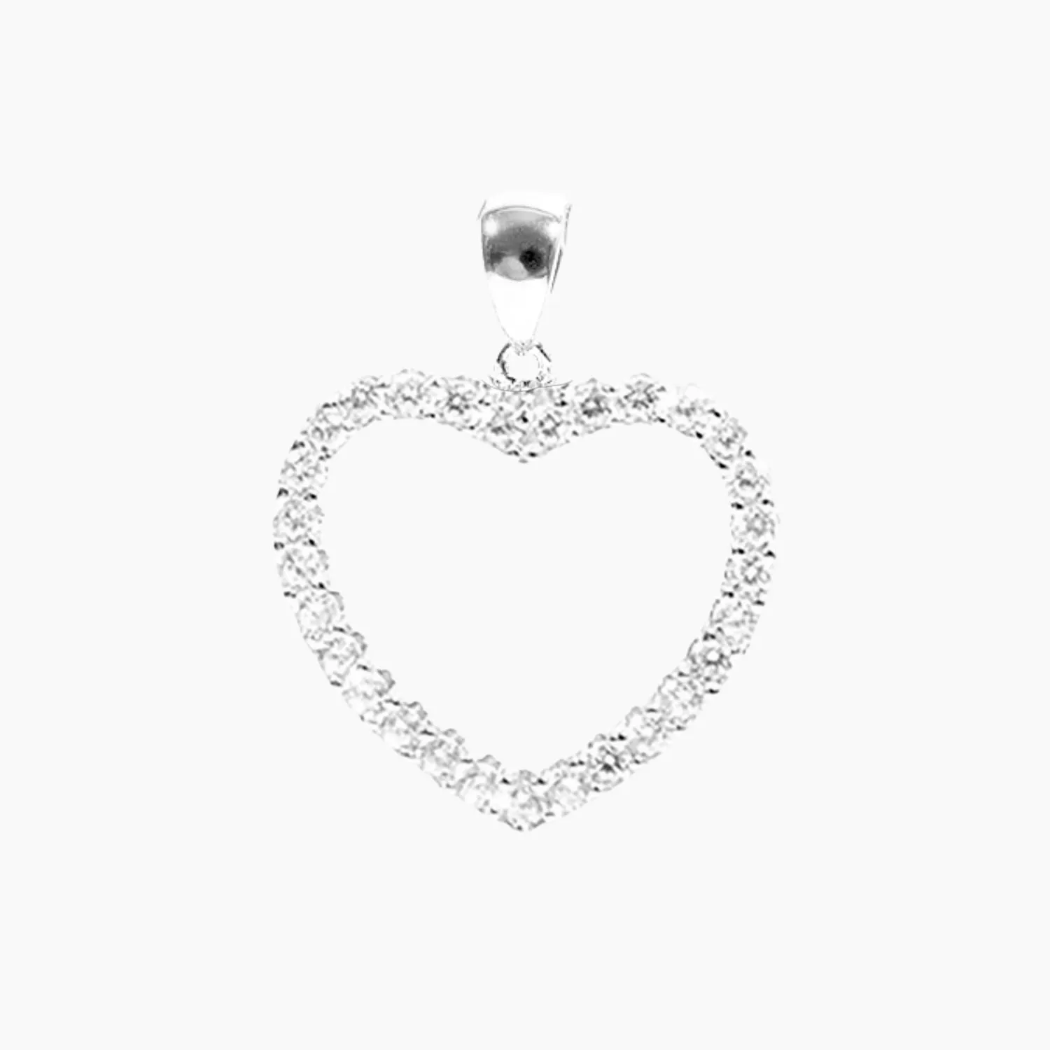 Sterling Silver CZ Small Open Heart Pendant