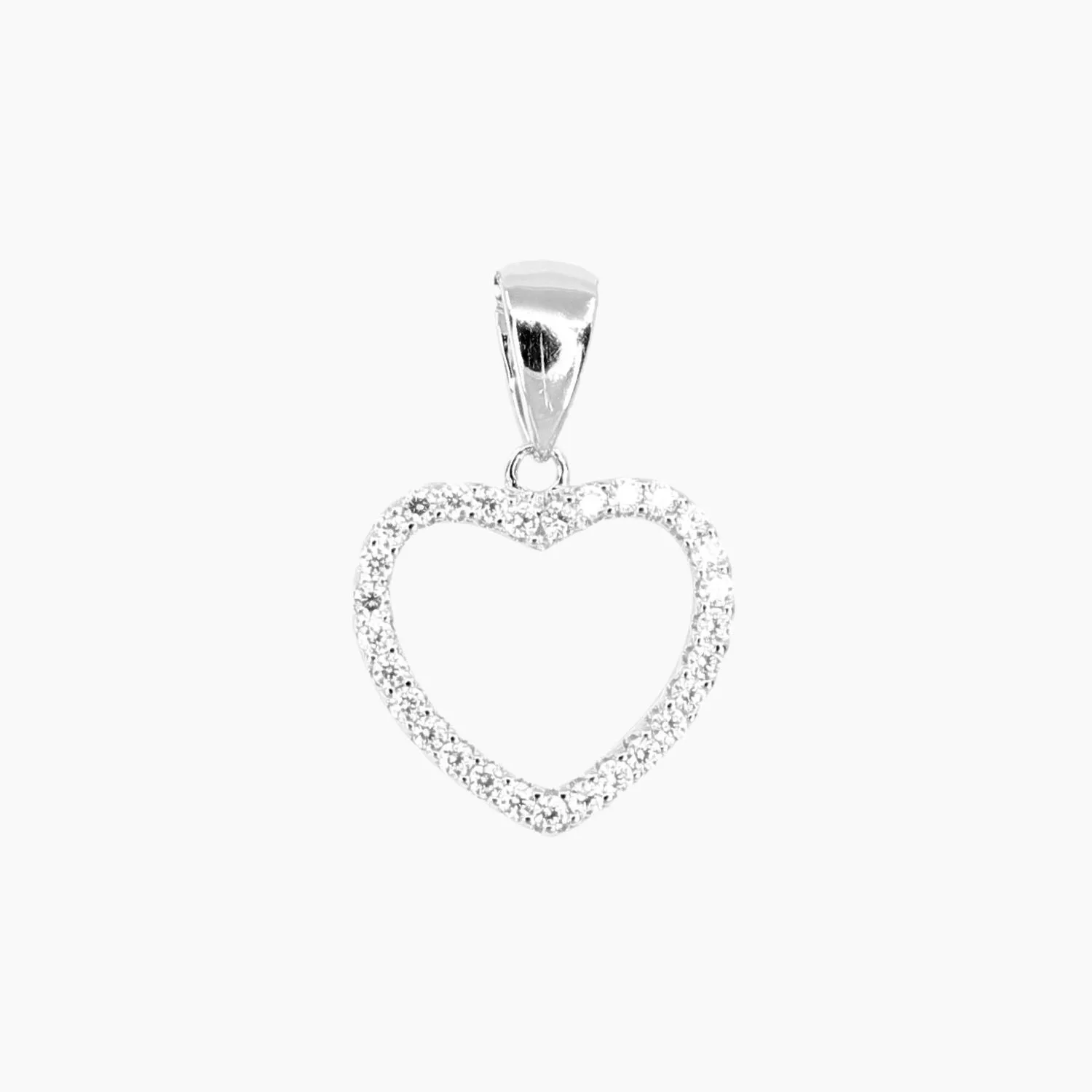 Sterling Silver CZ Small Open Heart Pendant