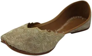 Stop n Style Gold Punjabi Jutti for Women Khussa Online Phulkari Jutti Salwar Kameez Jutti Handmade Jutti